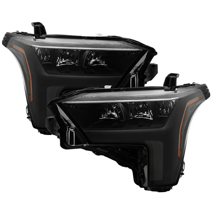 9956836 – SPYDER Headlight Assembly, LED Bulb Reflector Beam Smoke Lens Black Housing Set Of 2
